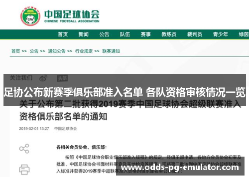 足协公布新赛季俱乐部准入名单 各队资格审核情况一览 足协公布新赛季俱乐部准入名单 各队资格审核情况一览